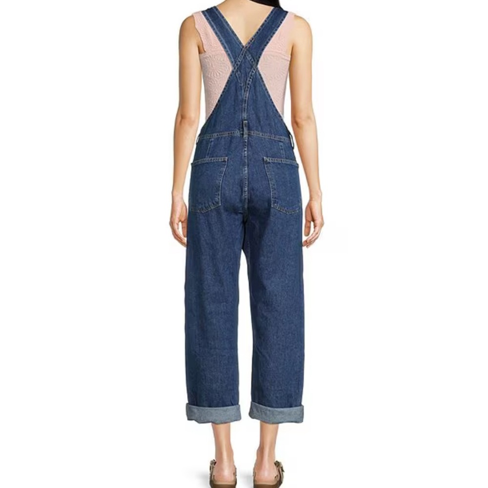Free People NEW Ziggy Square Neck Sleeveless Denim Cuffed Overalls - Picture 2 of 7